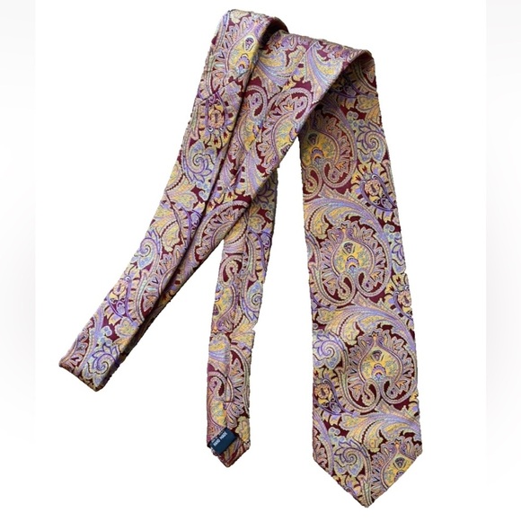 Emilio Ponti Tie Necktie Mens Colorful Paisley Design Office Old Money - Picture 5 of 5